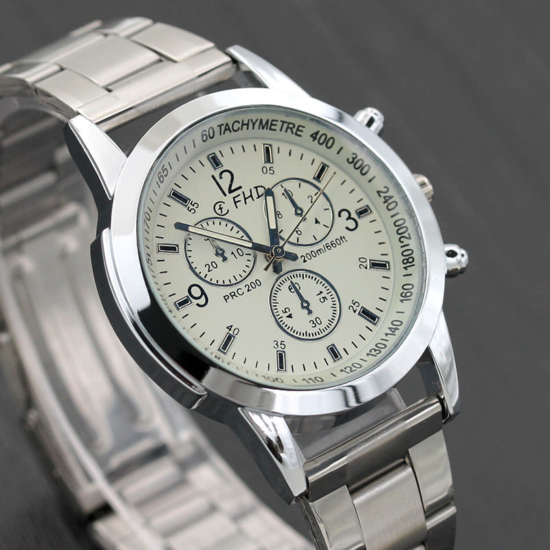 Blue Glass Belt Men's Watch Fashion Gift Quartz Watch